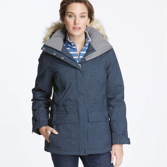 LL Bean Women's Baxter State Parka Black Removable Hood Faux Fur Down XS Petite - Picture 13 of 15